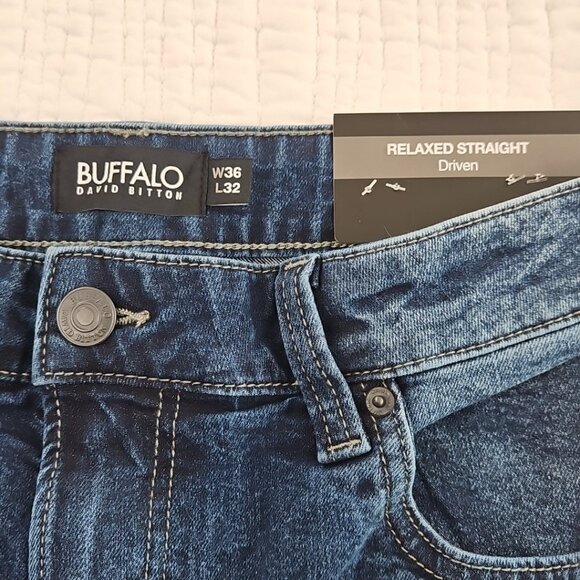 Buffalo by David Bitton Driven Jeans Men's 36 x 32 Med Wash Relaxed Straight NEW - Picture 11 of 16